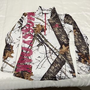 Mossy Oak Womens Camouflage Long Sleeve Quarter Zip Pullover XL White Outdoor